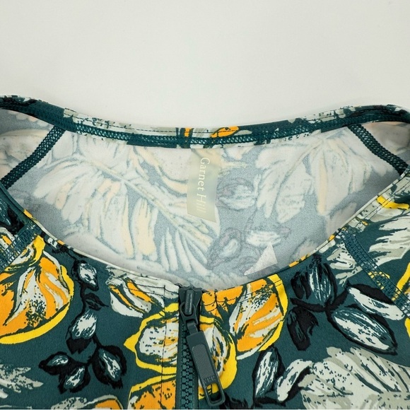 Garnet Hill Swim Set Half Zip Rashguard and Swim Bottom Floral Tropical Print - Picture 3 of 15